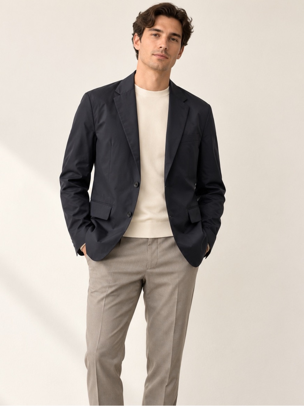 NWT COS Men’s Midnight Navy Nylon Cotton Blazer 34R